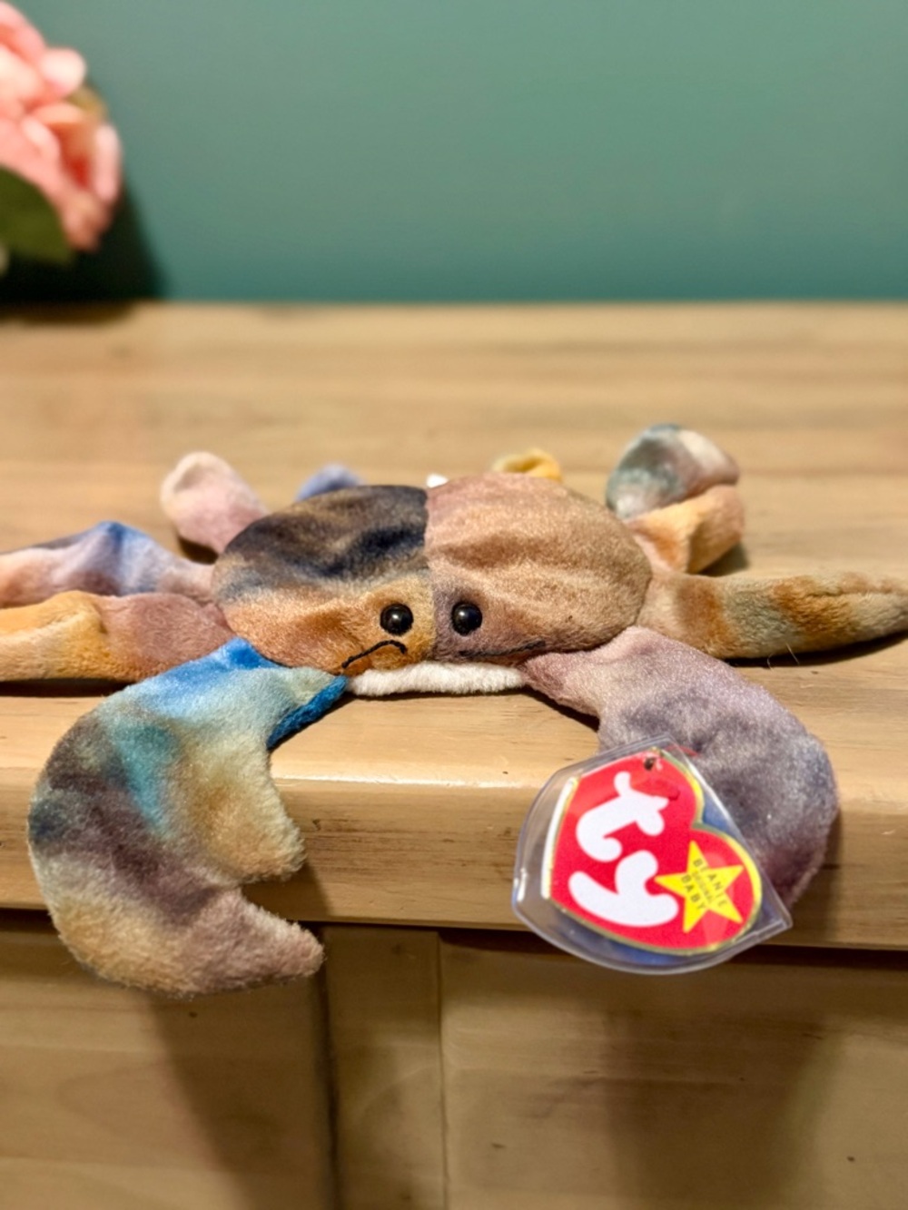 Rare TY Beanie Baby Claude the Crab 1996 Tie-Dye w/ Tag Errors Vintage